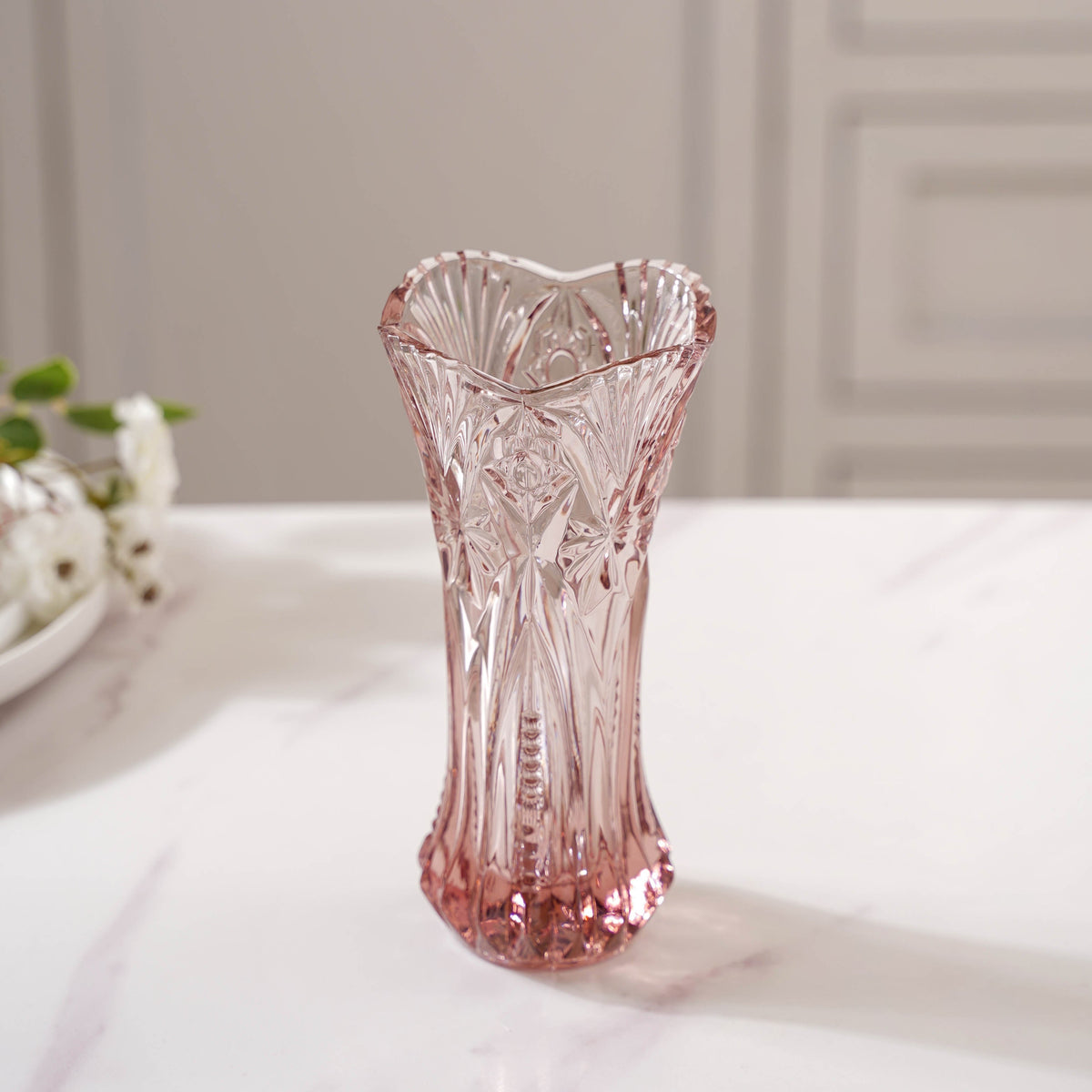 Pink Cut Glass Vase Nestasia