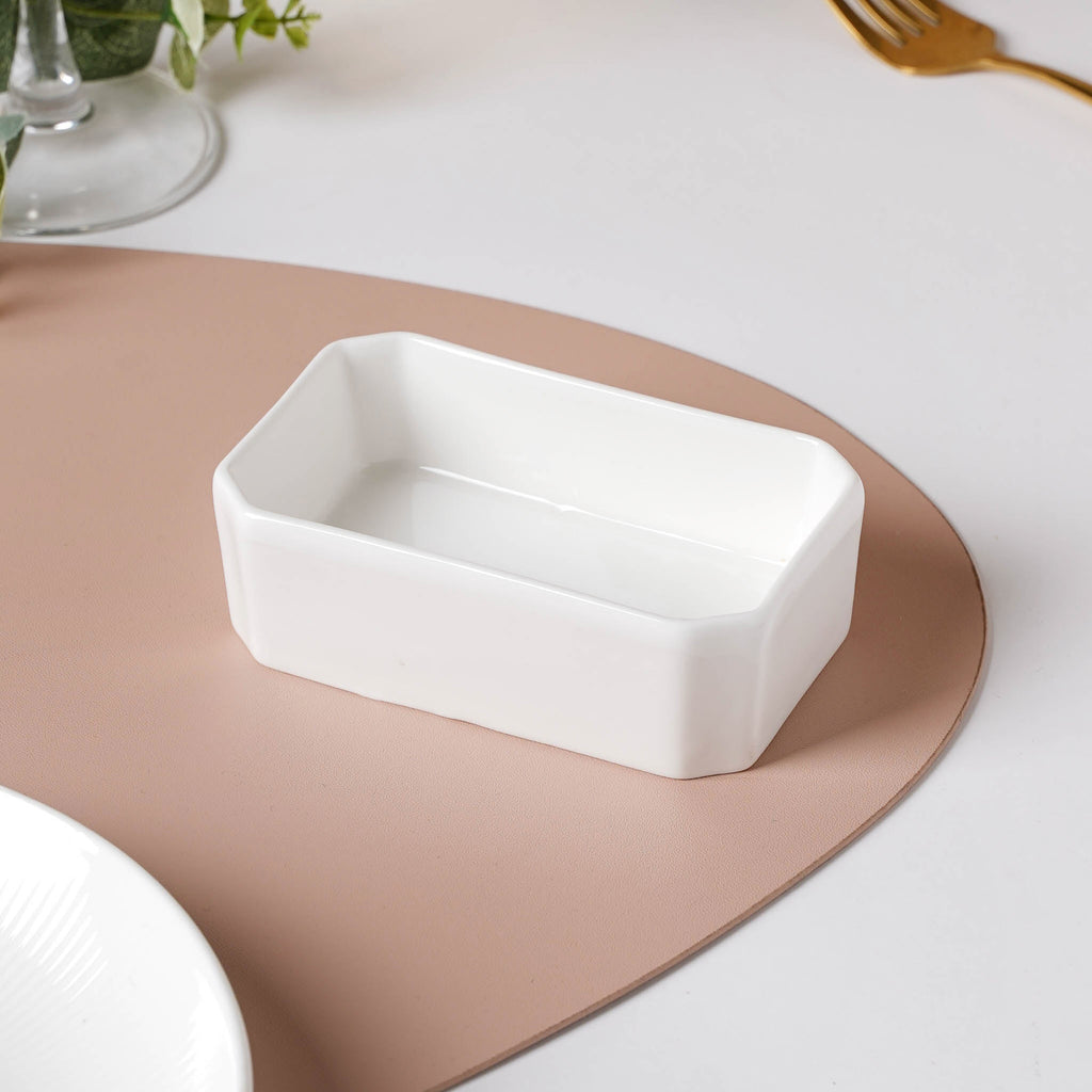 Serena Snowy White Rectangle Dip Bowl Nestasia
