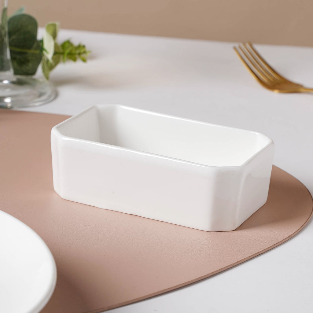 Serena Snowy White Rectangle Dip Bowl Nestasia