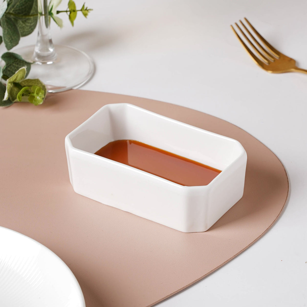 Serena Snowy White Rectangle Dip Bowl Nestasia