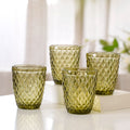 Green Glass Water Cup Set of 4 Nestasia