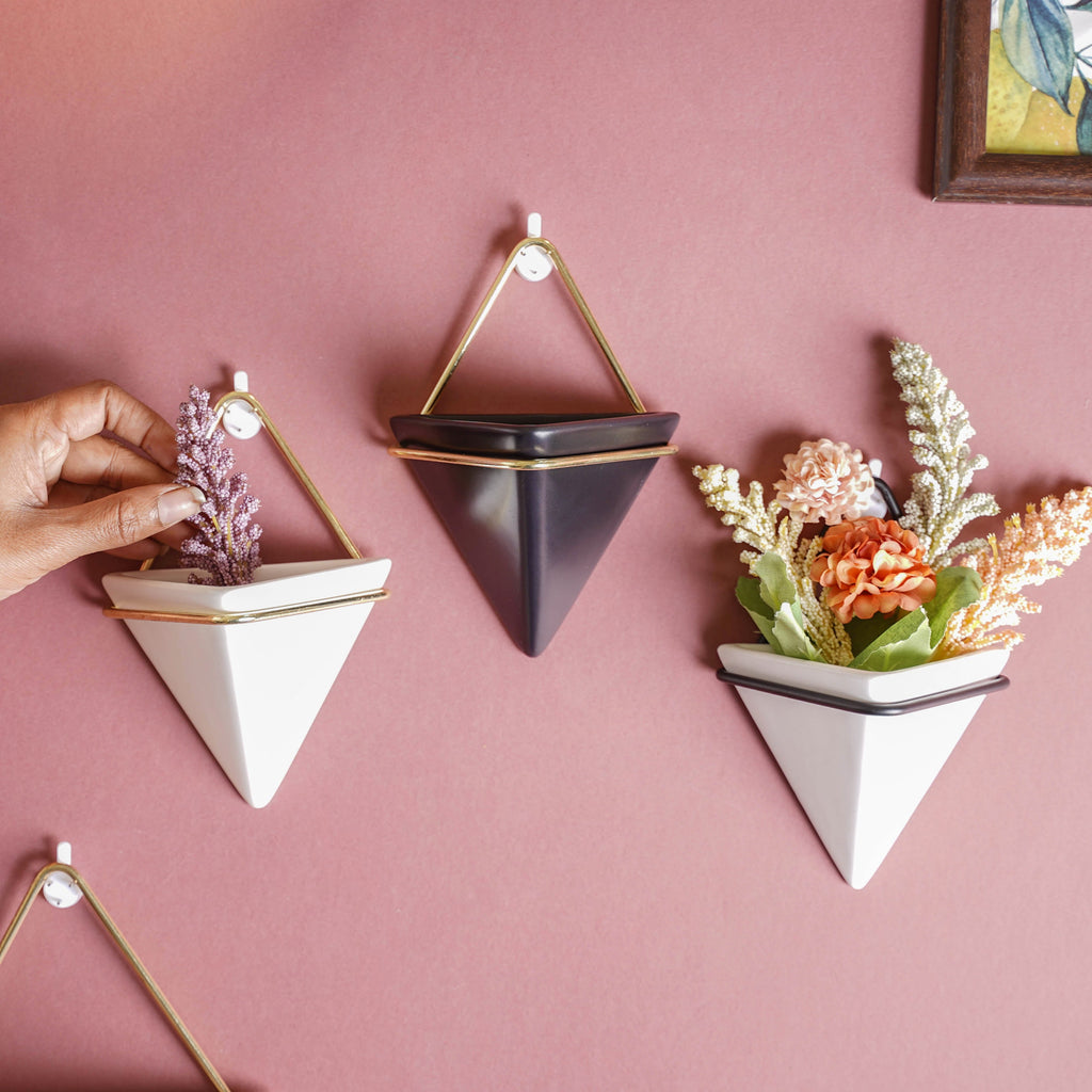 Triangular Ceramic Wall Planter Small Nestasia