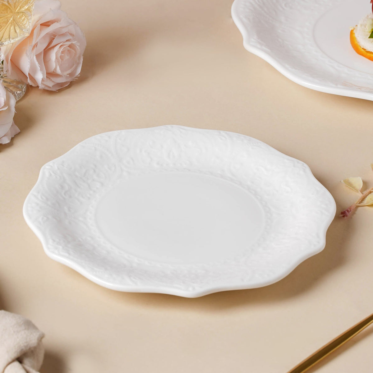 Serena Pearly White Snack Plate 8.5 Inch Nestasia