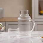 Modern Ribbed Glass Jug and Cup Set Nestasia