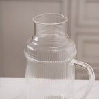 Modern Ribbed Glass Jug and Cup Set Nestasia