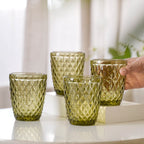 Green Glass Water Cup Set of 4 Nestasia