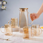 Amber Glass Jug and 4 Cups Set Nestasia