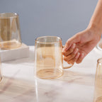 Amber Glass Jug and 4 Cups Set Nestasia