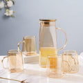 Amber Glass Jug and 4 Cups Set Nestasia