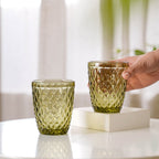 Green Glass Water Cup Set of 4 Nestasia