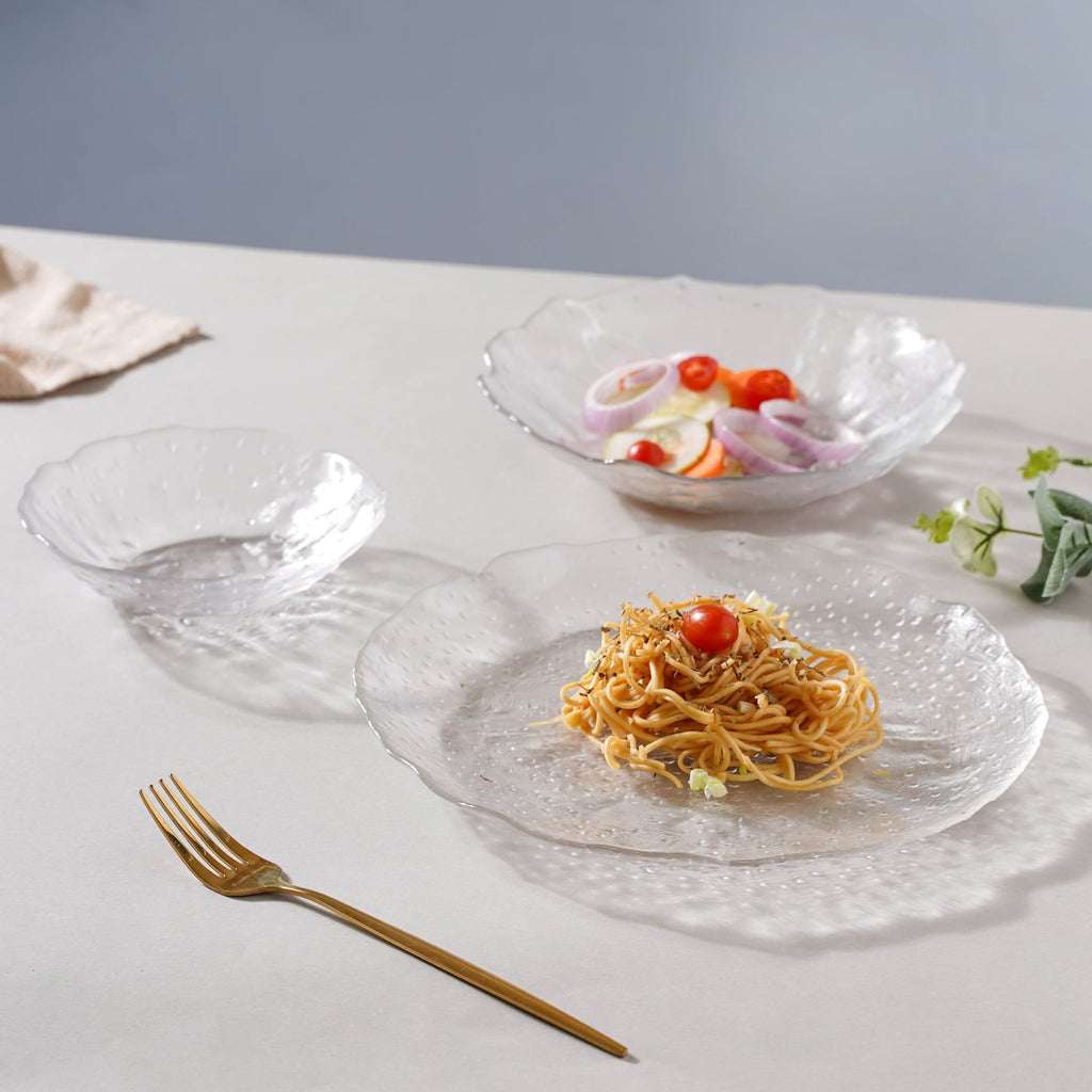 Modern Textured Plate and Bowl Set of 3 Nestasia