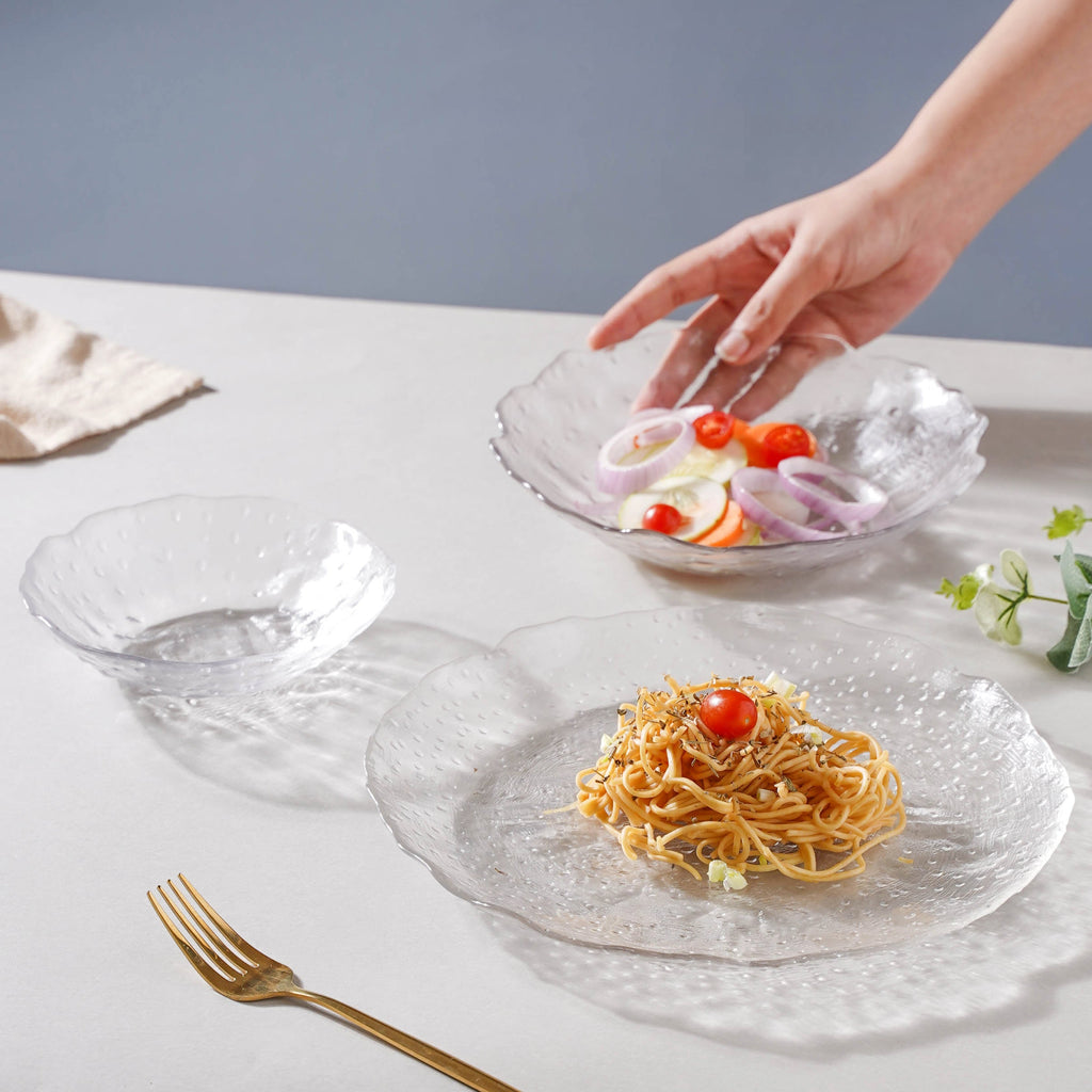 Modern Textured Plate and Bowl Set of 3 Nestasia