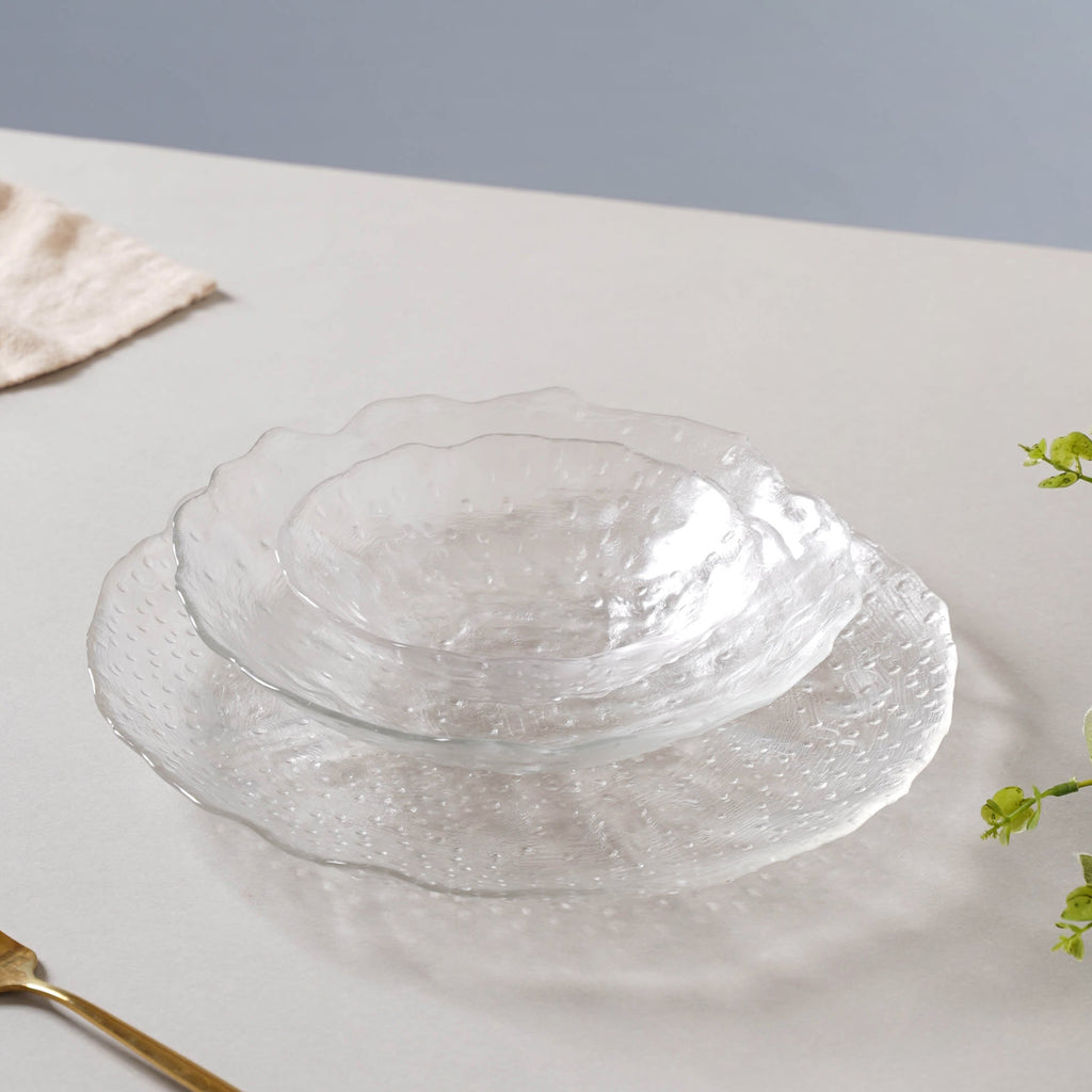 Modern Textured Plate and Bowl Set of 3 Nestasia
