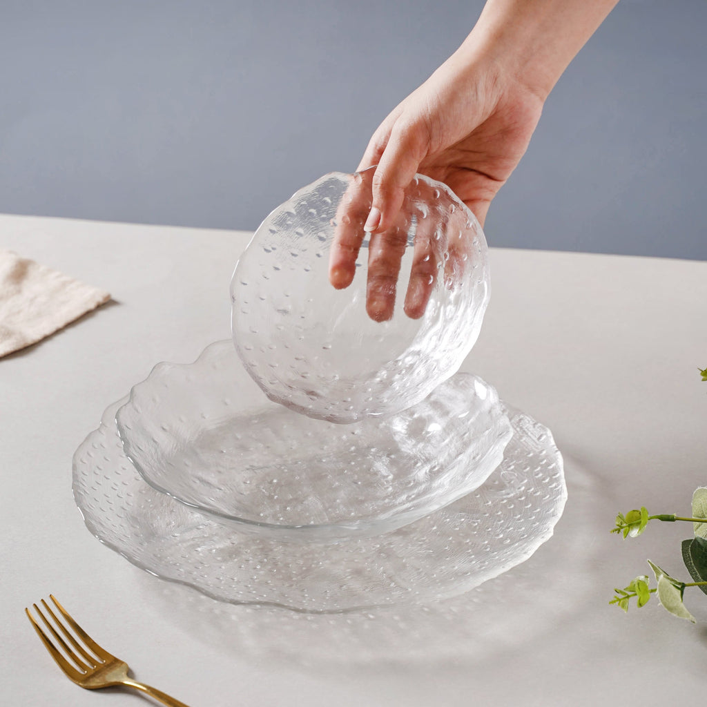 Modern Textured Plate and Bowl Set of 3 Nestasia