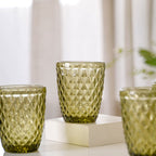 Green Glass Water Cup Set of 4 Nestasia