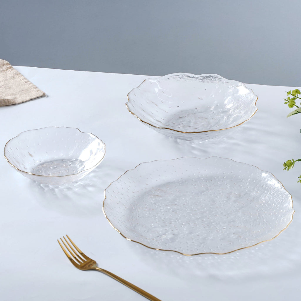 Glass Plate and Bowl Set of 3 Nestasia