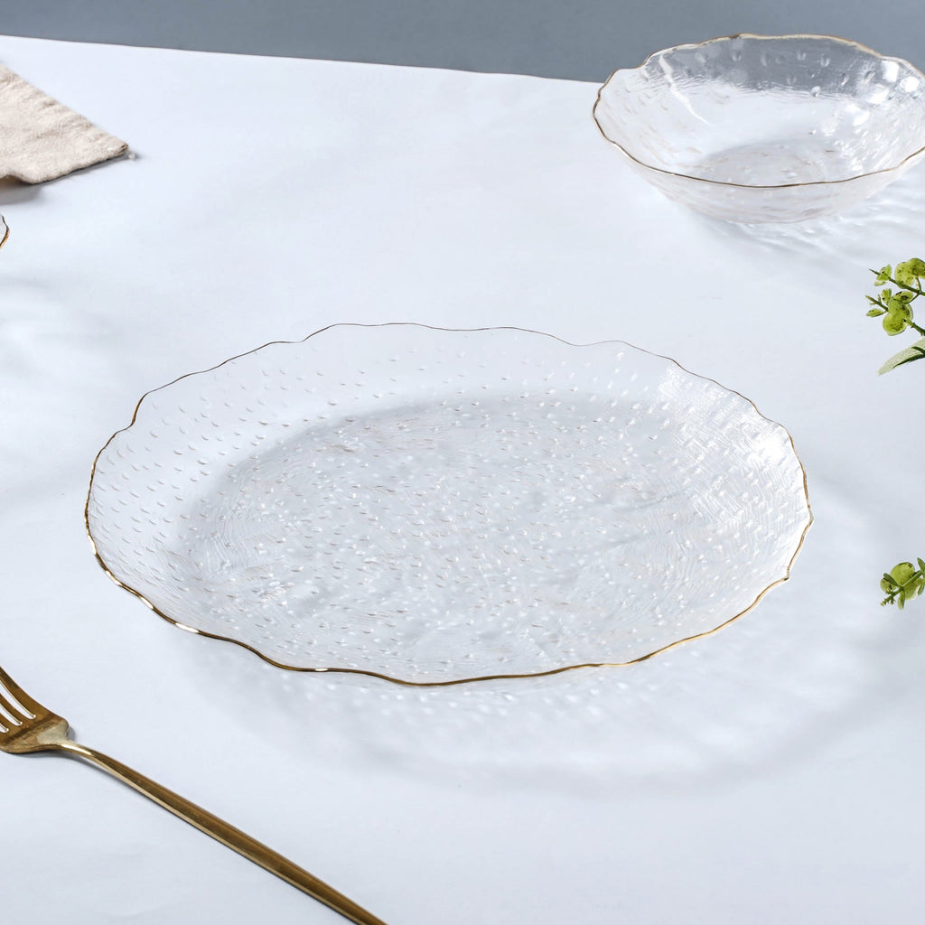 Glass Plate and Bowl Set of 3 Nestasia