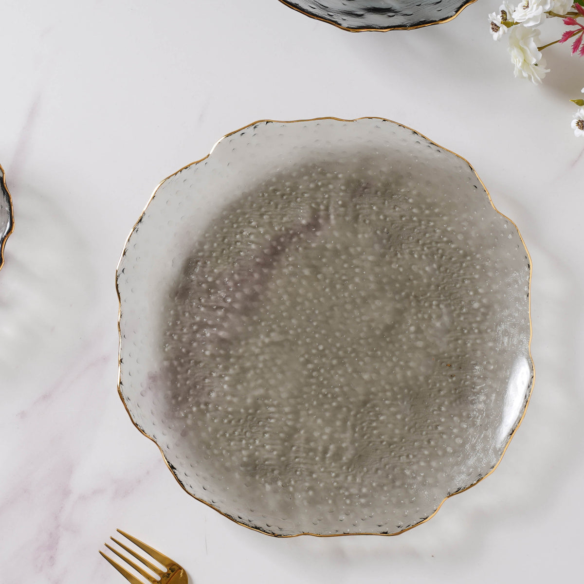 Glass Grey Dish Set of 3 Nestasia
