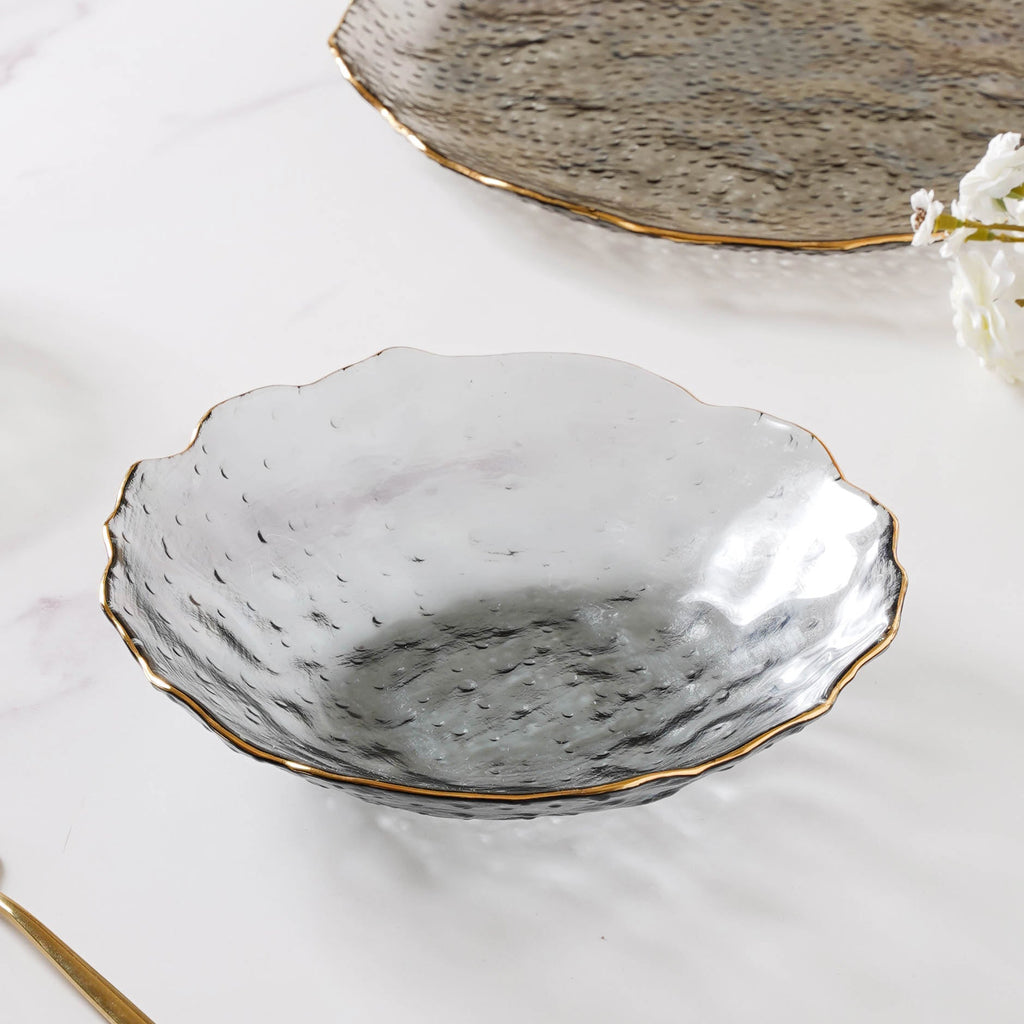 Glass Grey Dish Set of 3 Nestasia