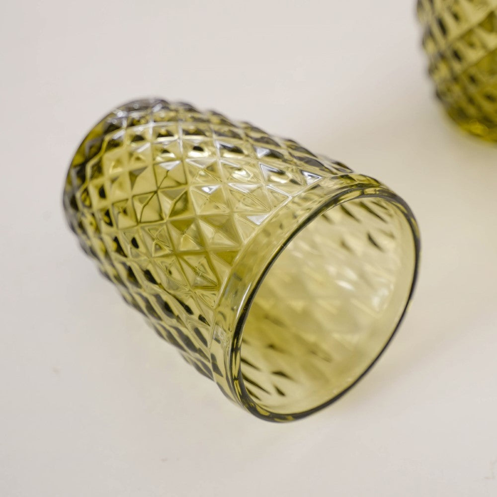 Green Glass Water Cup Set of 4 Nestasia