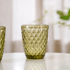 Green Glass Water Cup Set of 4 Nestasia