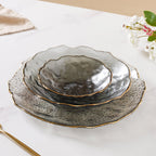 Glass Grey Dish Set of 3 Nestasia