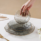 Glass Grey Dish Set of 3 Nestasia