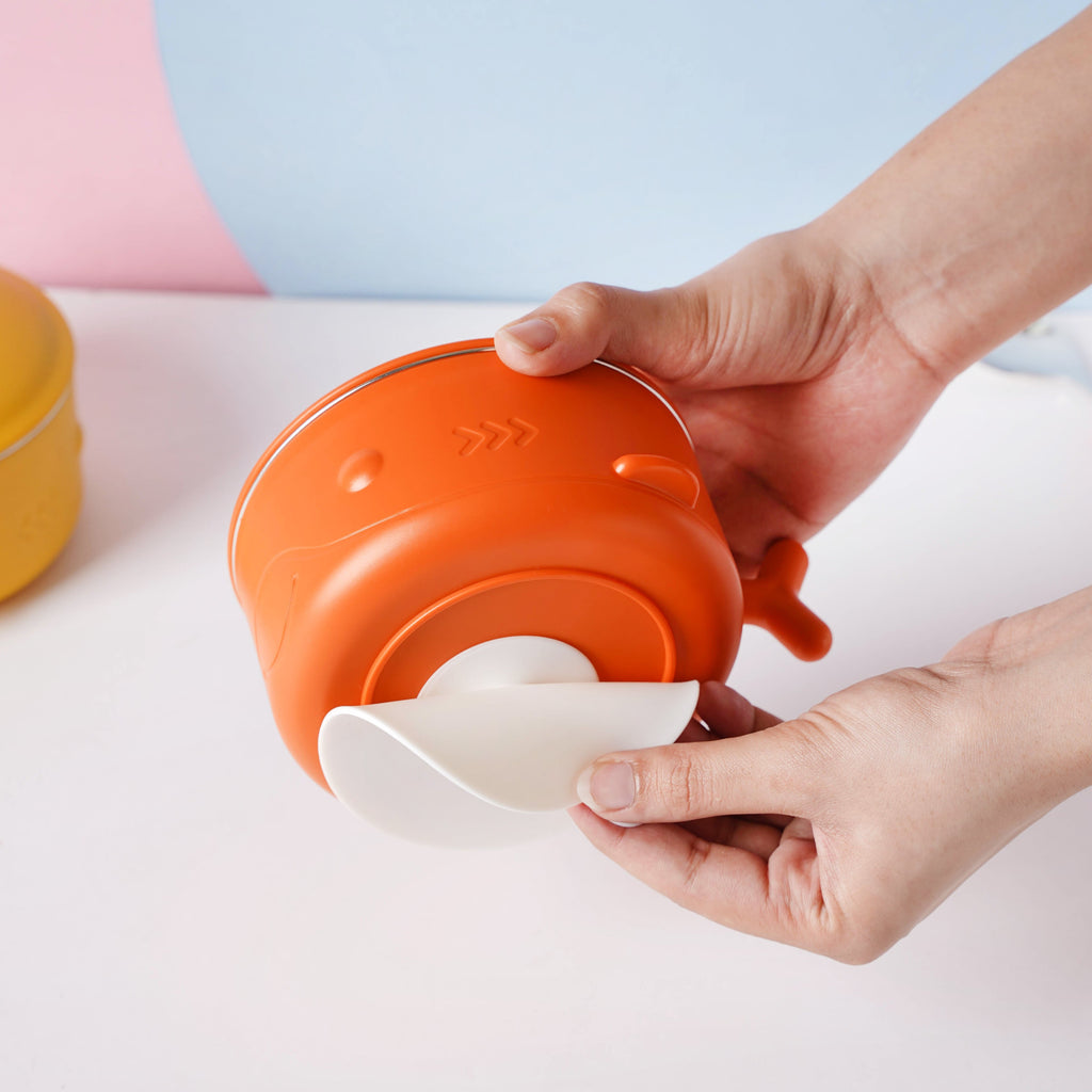 Whale Double Walled Anti-Slip Feeding Bowl Orange 400 ml Nestasia