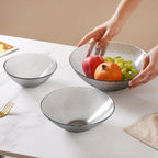 Waves Glass Bowl Set of 3 Grey Nestasia