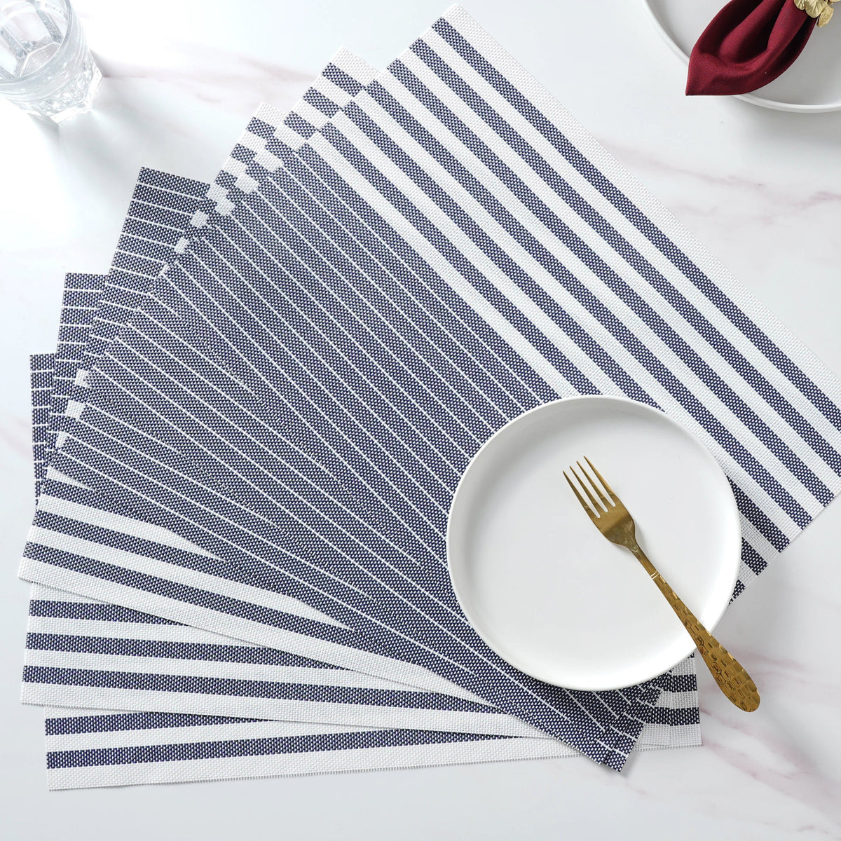 Striped PVC Table Mat Set of 6 Nestasia