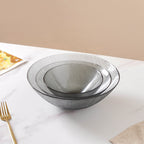 Waves Glass Bowl Set of 3 Grey Nestasia