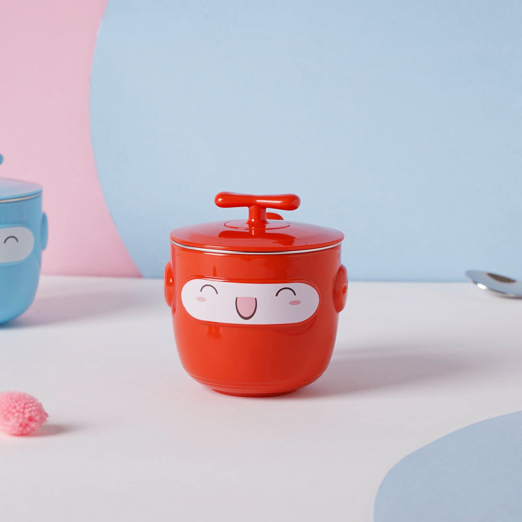 Cartoon Double Wall Stainless Steel Baby Bowl Red 200 ml Nestasia
