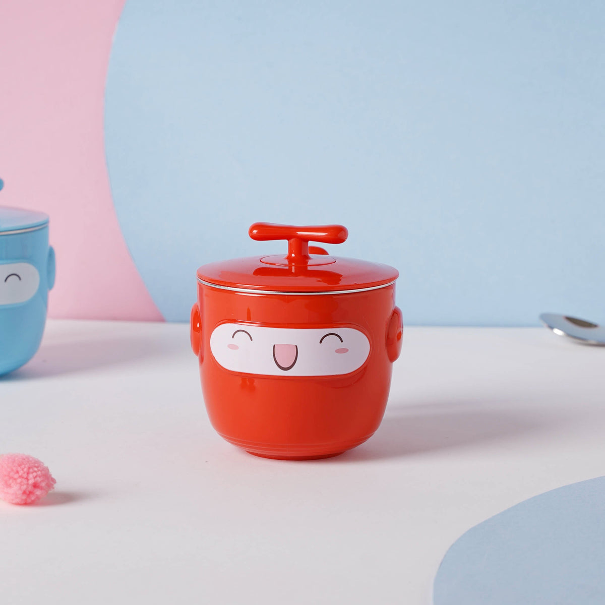 Cartoon Double Wall Stainless Steel Baby Bowl Red 200 ml Nestasia