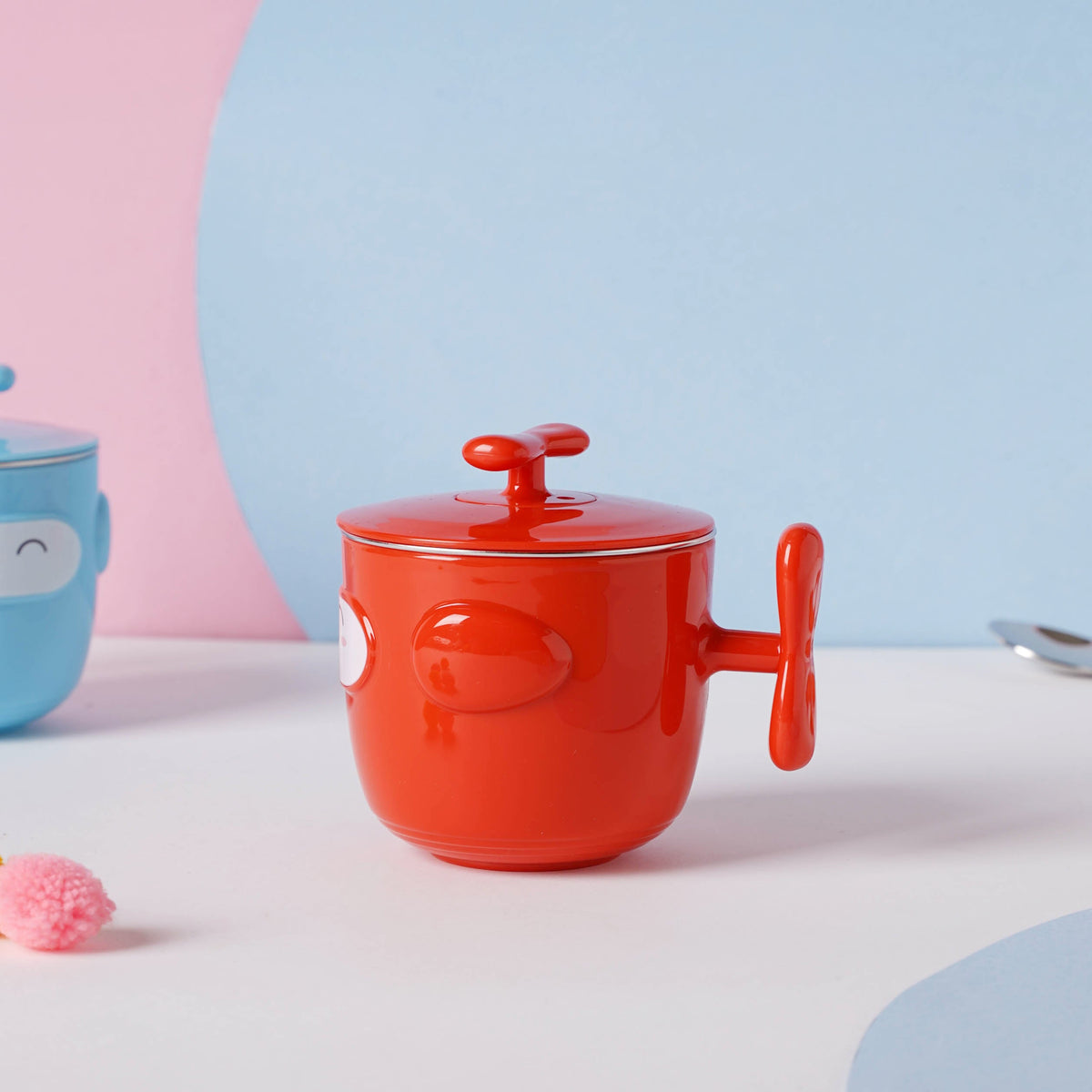 Cartoon Double Wall Stainless Steel Baby Bowl Red 200 ml Nestasia
