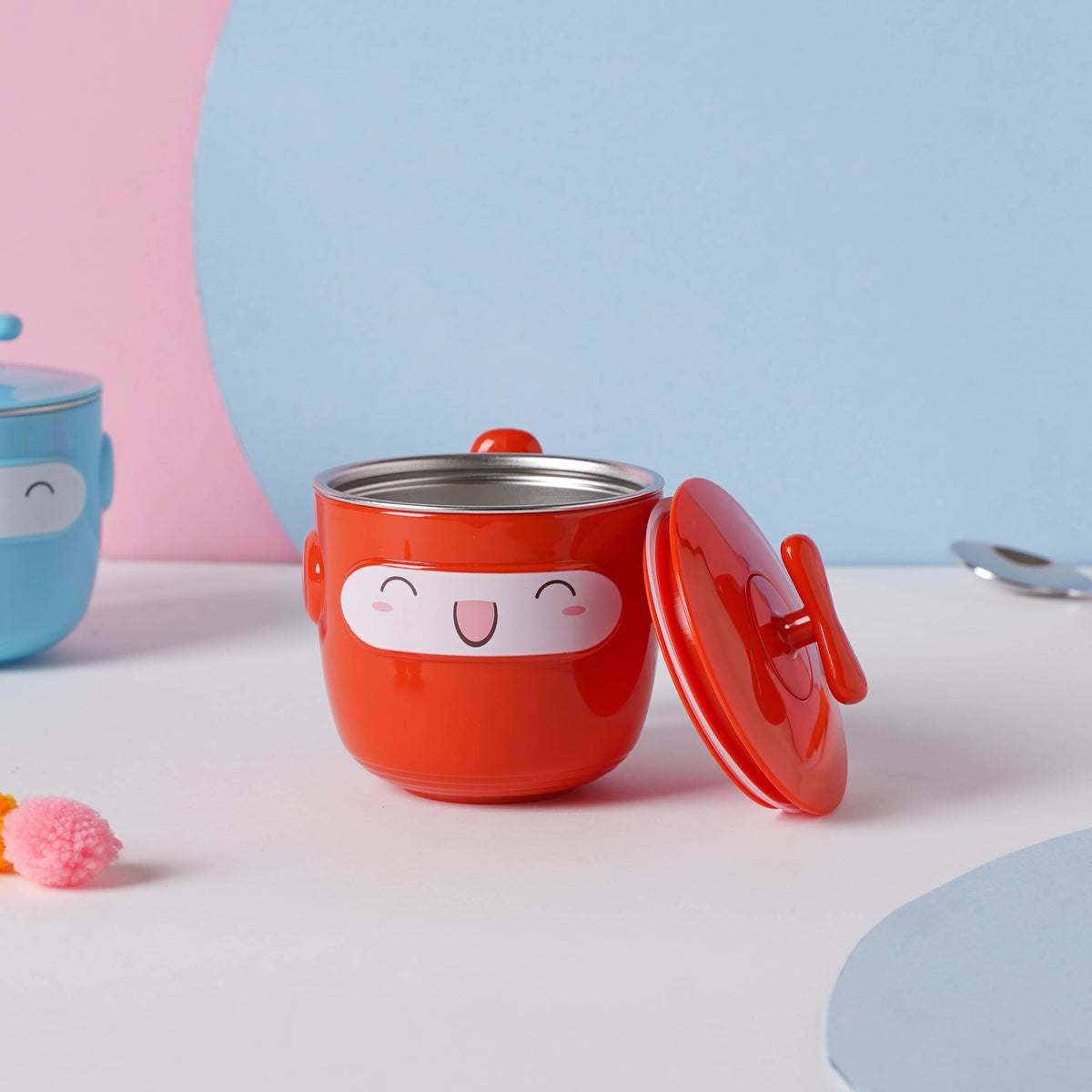 Cartoon Double Wall Stainless Steel Baby Bowl Red 200 ml Nestasia