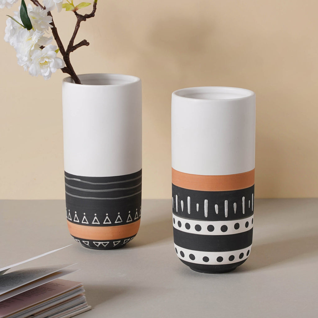 White Ethnic Vase Nestasia