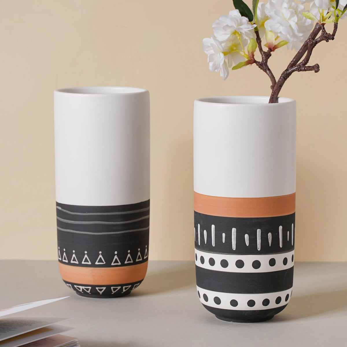 White Ethnic Vase Nestasia