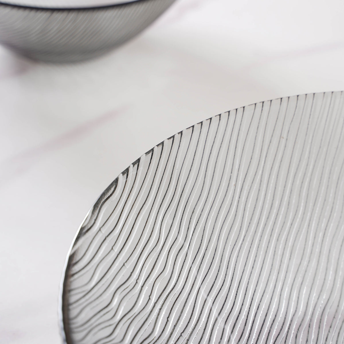 Waves Glass Bowl Set of 3 Grey Nestasia
