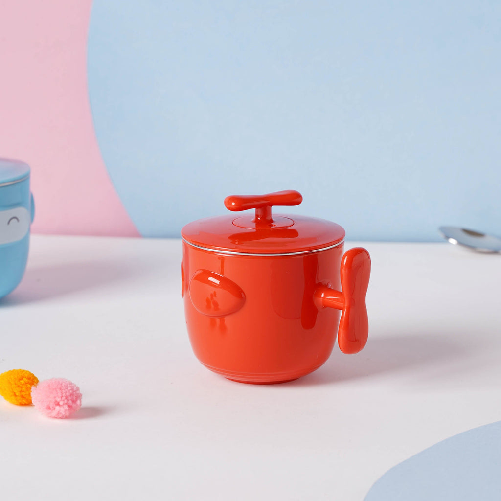 Cartoon Double Wall Stainless Steel Baby Bowl Red 200 ml Nestasia