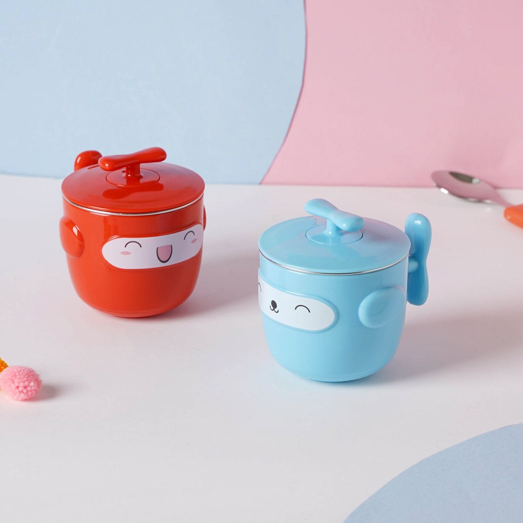 Cartoon Double Wall Stainless Steel Baby Bowl Red 200 ml Nestasia