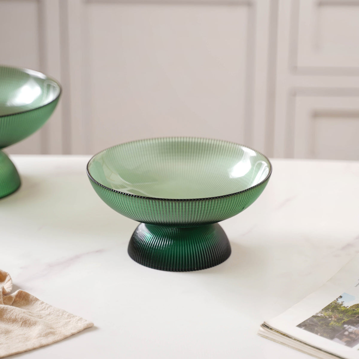 Ribbed Emerald Fruit Bowl Small Nestasia