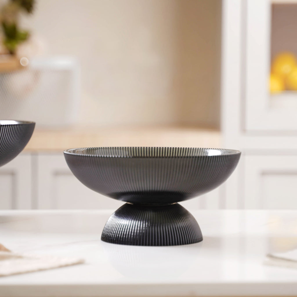 Ribbed Grey Fruit Bowl Small Nestasia