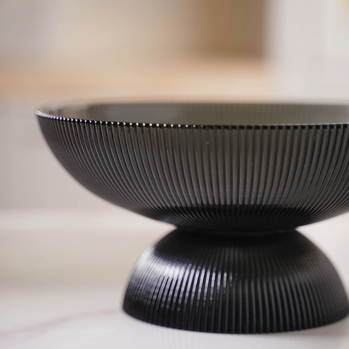 Ribbed Grey Fruit Bowl Small Nestasia