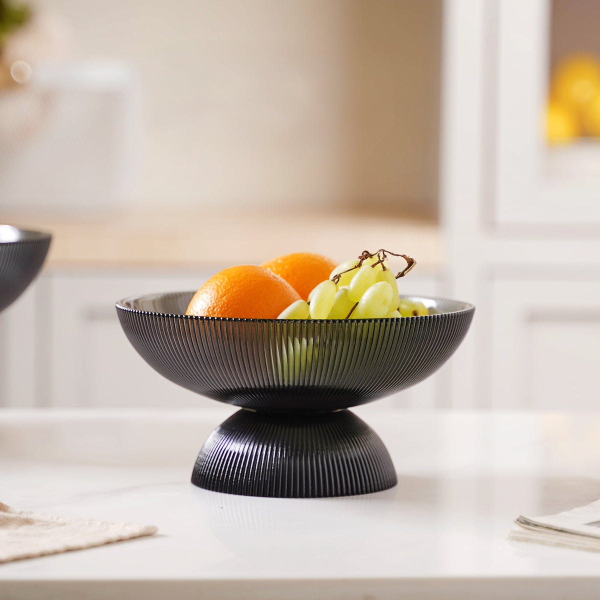 Ribbed Grey Fruit Bowl Small Nestasia