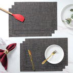 Black Brown PVC Table Mat Set of 6 Nestasia