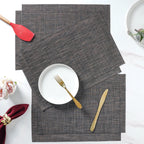 Black Brown PVC Table Mat Set of 6 Nestasia