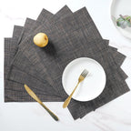 Black Brown PVC Table Mat Set of 6 Nestasia