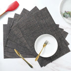 Black Brown PVC Table Mat Set of 6 Nestasia