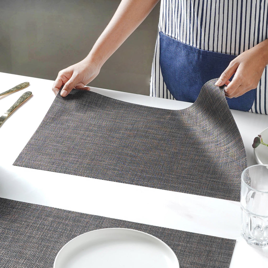 Black Brown PVC Table Mat Set of 6 Nestasia