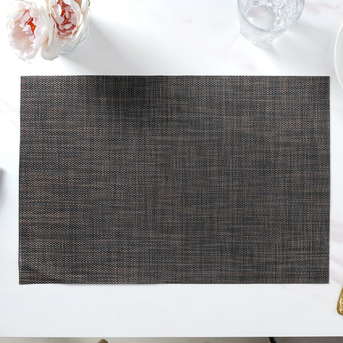 Black Brown PVC Table Mat Set of 6 Nestasia